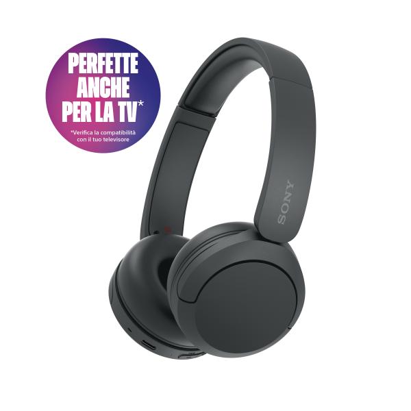 Sony Cuffie Bluetooth wireless WH-CH520 - Durata della batteria fino a 50 ore con ricarica rapida, stile on-ear - Nero - EUROBABYLON