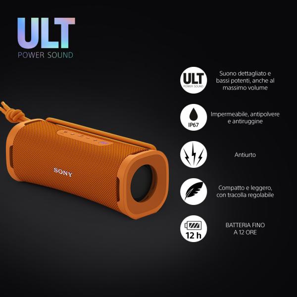 Sony ULT FIELD 1 - Speaker portatile wireless Bluetooth con ULT POWER SOUND, bassi potenti, IP67, impermeabile, antipolvere, antiurto, batteria da 12 ore, qualità chiamata chiara, anche da esterno, viaggio - EUROBABYLON