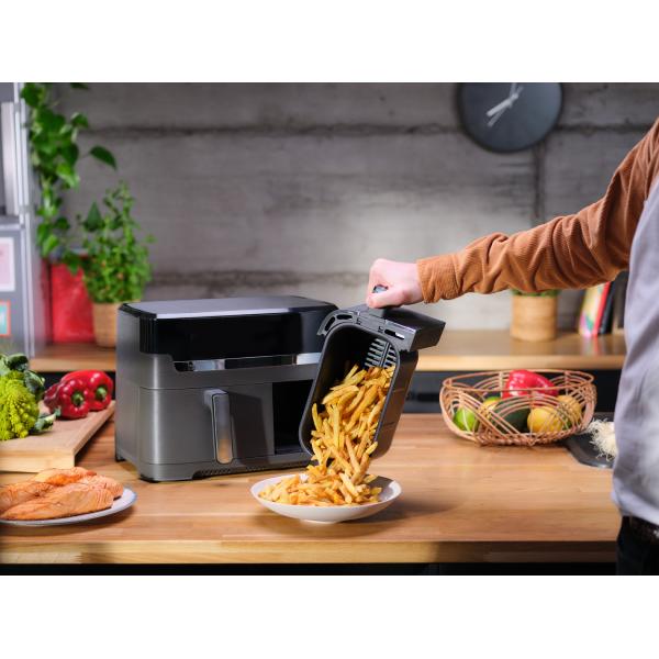 Tefal Dual Easy Fry & Grill EY905B Doppia 8,3 L Indipendente 2700 W Friggitrice ad aria calda Grigio - EUROBABYLON