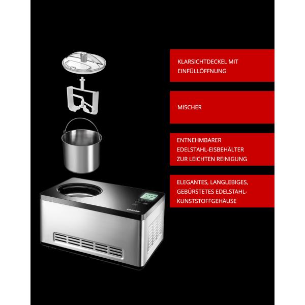 Unold 48845 macchina per gelato Gelatiera compressore 2 L 180 W Nero, Acciaio inox - EUROBABYLON