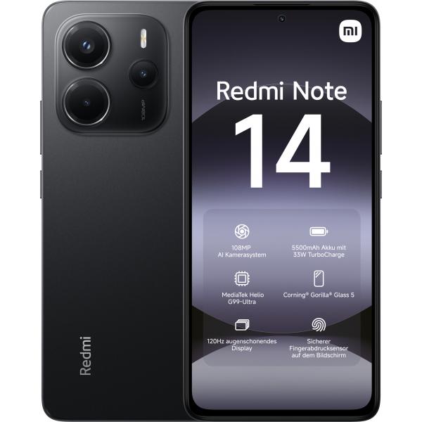 Xiaomi Redmi Note 14 6+128GB 6.67" 4G Midnight Black NFC EU - EUROBABYLON