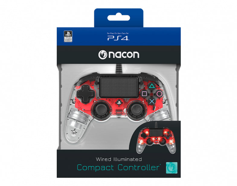 NACON PS4OFCPADCLRED periferica di gioco Gamepad PlayStation 4 Analogico/Digitale Rosso, Trasparente - EUROBABYLON