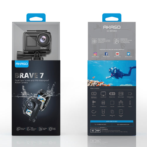 AKASO BRAVE 7 ACTION CAMERA LCD 2.0"/1.22" 4K 20MP SYYA0018-GY-01 - EUROBABYLON