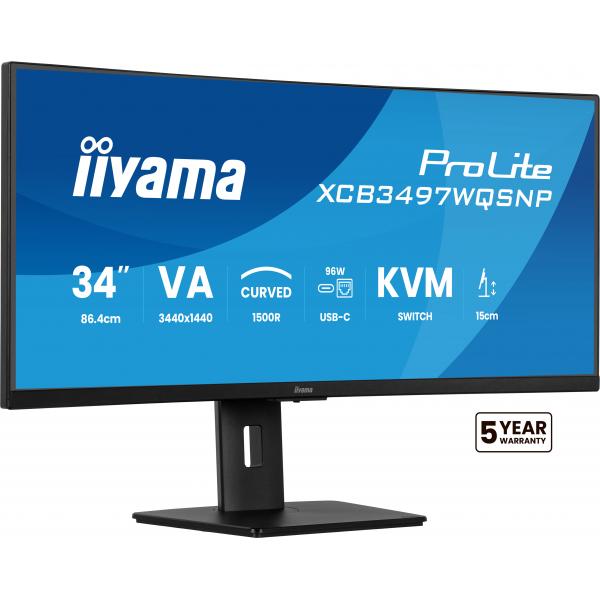 iiyama ProLite XCB3497WQSNP-B1 Monitor PC 86,4 cm (34") 3440 x 1440 Pixel UltraWide Quad HD LED Nero - EUROBABYLON