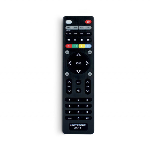 METRONIC UNIVERSAL REMOTE CONTROL ZAP 4 FOR TV +TDT + SAT + DVD 495325 - EUROBABYLON